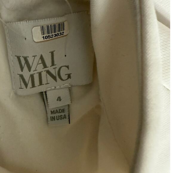 Wai Ming Dunn Cold Shoulder Ruffle Long Sleeve Shift Mini Dress Pockets 4 White - Picture 10 of 15